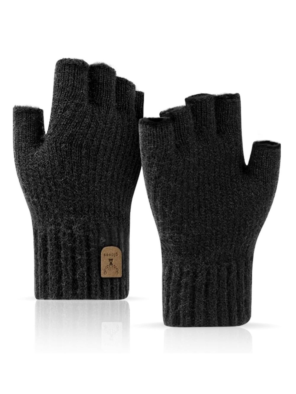 Classic Fingerless Knit Gloves ▪︎ Black ▪︎ OSFM